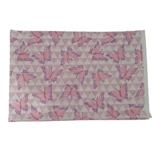 Vintage 70s Pink And Purple Butterfly Geometric Triangle Fabric Remnant 39×60 in